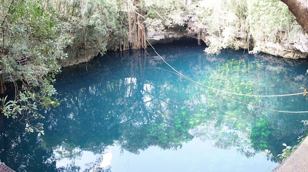 Cenote Verde Lucero con agua esmeralda — Quintana Roo